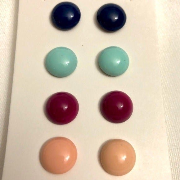 Metal Retro Style Circle Stud Earrings 4 Pairs - Picture 1 of 5